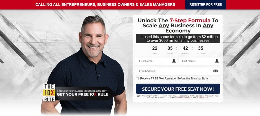 Landing page profesional de Grant Cardone